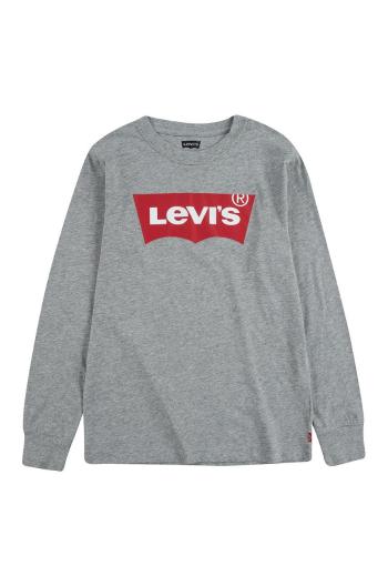 Detské tričko s dlhým rukávom Levi's šedá farba, s potlačou