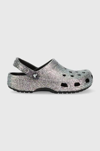 Šľapky Crocs Classic Glitter Clog dámske, strieborná farba, 205942