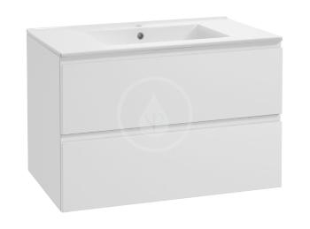 Kielle - Aura Skrinka vrátane umývadla, 80x55x46 cm, 2 zásuvky, lesklá biela 50002S80