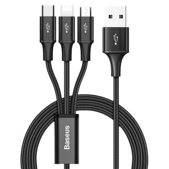 Baseus Rapid 3v1 USB kábel - USB typ C / Lightning / micro USB na nabíjanie a prenos dát - 1,2 m - Čierna KP15297