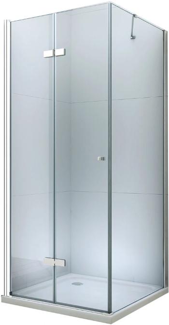 MEXEN/S - Sprchovací kút zalamovací Lima 90x80 cm, sklo číre, chróm + vanička 856-090-080-00-00-4010