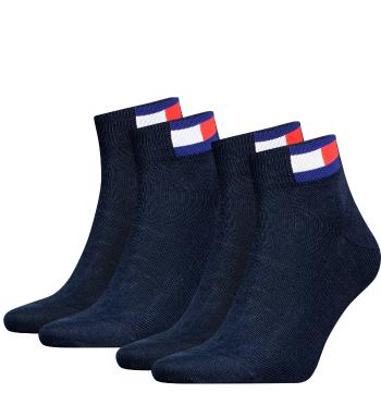 TOMMY HILFIGER - 2PACK Tommy jeans flag iconic dark navy quarter ponožky-39-42