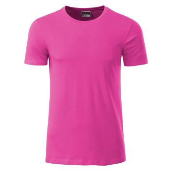 James & Nicholson Klasické pánske tričko z biobavlny 8008 - Ružová | XXXL