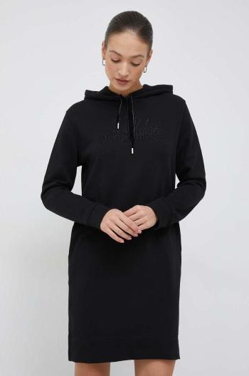 bavlnené šaty Tommy Hilfiger čierna farba, midi, oversize