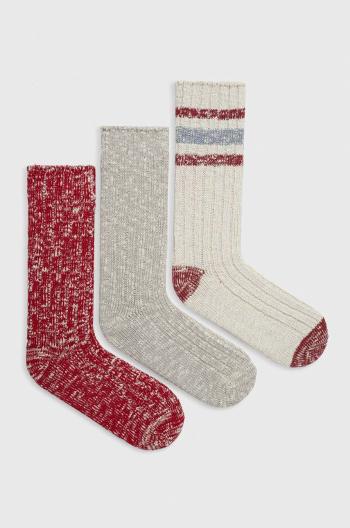 Ponožky Abercrombie & Fitch 3-pak pánske, červená farba