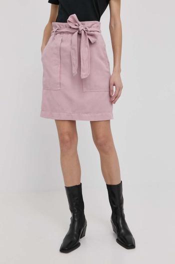 Sukňa HUGO ružová farba, mini, rovný strih