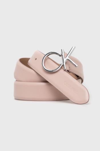 Kožený opasok Calvin Klein dámsky, ružová farba