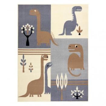 Detský koberec Dinosaurie svet - šedo-hnedý Dinosaur Rug 120 x 160 cm