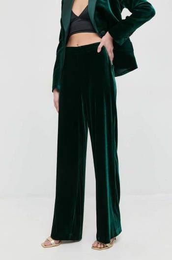 Vlnené nohavice Luisa Spagnoli Omologo dámske, zelená farba, rovné, vysoký pás