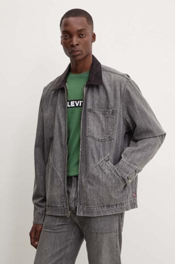 Rifľová bunda Levi's pánska, šedá farba, prechodná, oversize, A8635