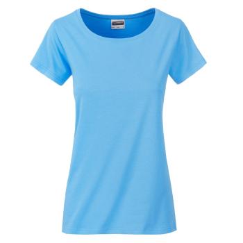 James & Nicholson Klasické dámske tričko z biobavlny 8007 - Nebesky modrá | XS