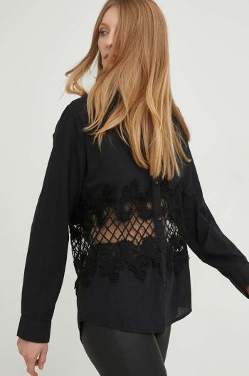 Bavlnená košeľa Answear Lab X limitovaná kolekcia SISTERHOOD dámska, čierna farba, regular, s klasickým golierom