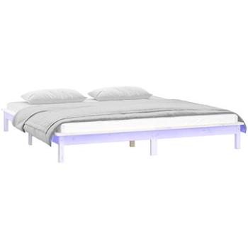 Rám postele s LED svetlom biely 135 × 190 cm Double masívne drevo, 820647