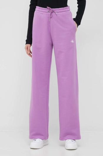 Bavlnené tepláky Calvin Klein Jeans dámske, fialová farba, jednofarebné