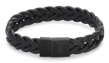 Rebel&Rose Čierny kožený náramok Braided Black Black RR-M0026-B 16,5 cm - S