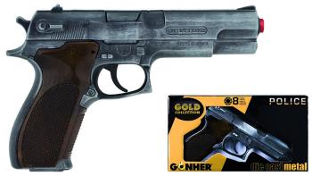 Policení pistole Gold colection stříbrná kovová 8 ran