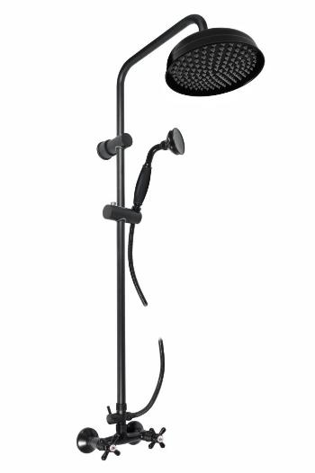SLEZAK-RAV - RAV - Vodovodná batéria sprchová MORAVA RETRO s hlavovou a ručnou sprchou, Farba: čierna matná, Rozmer: 100 mm MK181.0/3CMAT