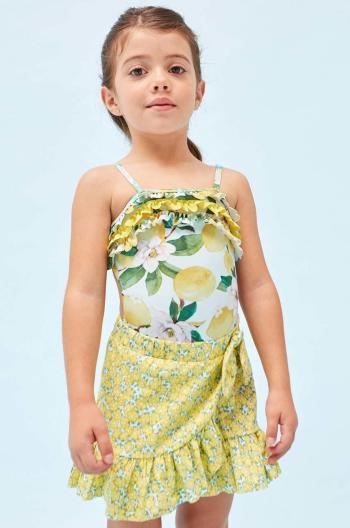 Dievčenská bavlnená sukňa Mayoral žltá farba, mini, rovný strih