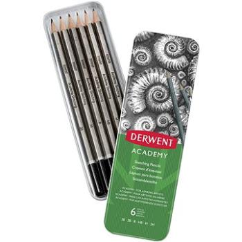 DERWENT Academy Sketching Pencils Tin v plechovej škatuľke, šesťhranná – súprava 6 tvrdostí (2301945)