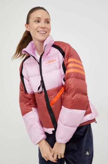 Páperová športová bunda adidas TERREX Utilitas ružová farba