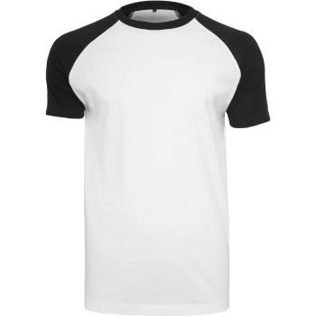 Build Your Brand Pánske dvojfarebné tričko s krátkym rukávom - Biela / čierna | XL