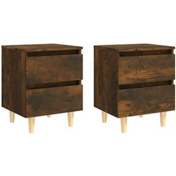 SHUMEE Nočné stolíky masívne drevené nohy 2 ks dymový dub 40 × 35 × 50 cm, 813123