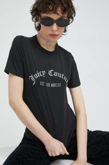 Bavlnené tričko Juicy Couture čierna farba