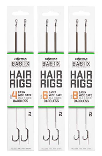 Korda náväzec basix hair rigs wide gape barbless 2 ks - 25 lb veľkosť háčika 4