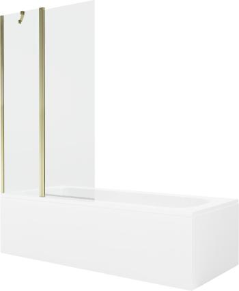 MEXEN/S - Vega obdĺžniková vaňa 180 x 80 cm s panelom + vaňová zástena 100 cm, transparent, zlatá 550118080X9410115000