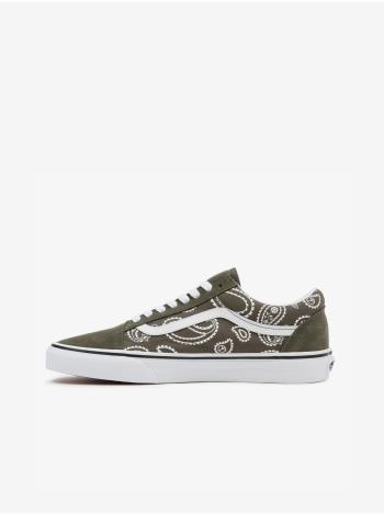 Zelené pánske vzorované kožené tenisky VANS UA Old Skool