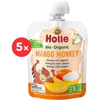 HOLLE Mango monkey bio detské ovocné pyré s jogurtom 5× 85 g (7640161879805)