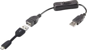 Renkforce #####USB-Kabel USB 2.0 #####USB-A Stecker, #####USB-Micro-B Stecker 25.00 cm čierna vr. spínače ZAP / VYP, poz