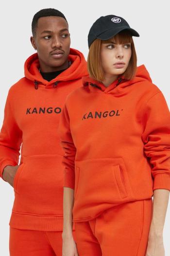 Mikina Kangol unisex, oranžová farba, s kapucňou, s potlačou