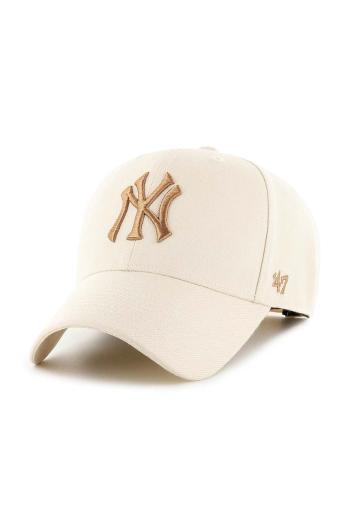 Šiltovka 47 brand MLB New York Yankees béžová farba, s nášivkou, B-MVPSP17WBP-NTU