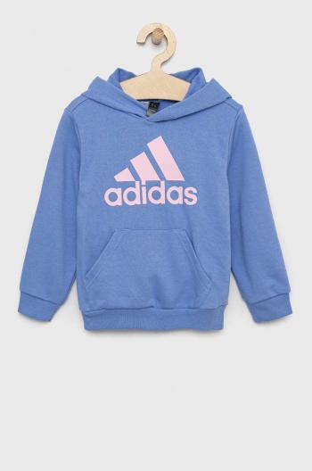 Detská mikina adidas LK BL FT fialová farba, s kapucňou, s potlačou