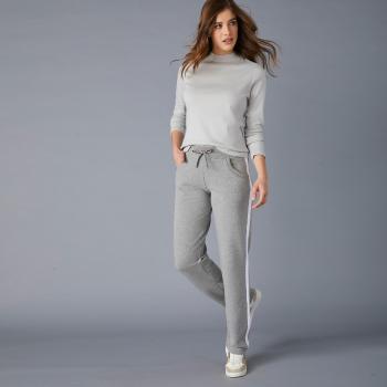 Blancheporte Športové dvojfarebné nohavice sivý melír/biela 52