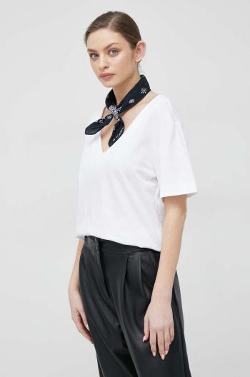 Bavlnené tričko Sisley biela farba