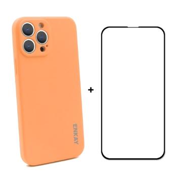 ENKAY Obal + 3D sklo Apple iPhone 13 Pro oranžový