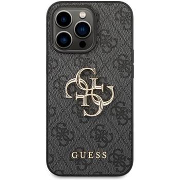 Guess PU 4G Metal Logo Zadný Kryt pre iPhone 14 Pro Grey (GUHCP14L4GMGGR)