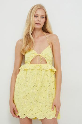 Šaty For Love & Lemons žltá farba, mini, áčkový strih
