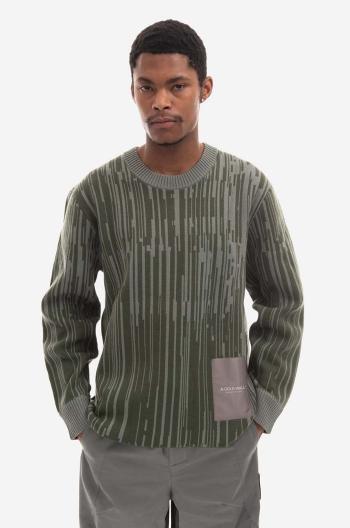 Vlnený sveter A-COLD-WALL* Two-Tone Jacquard Knit ACWMK074-PINEGREEN, zelená farba