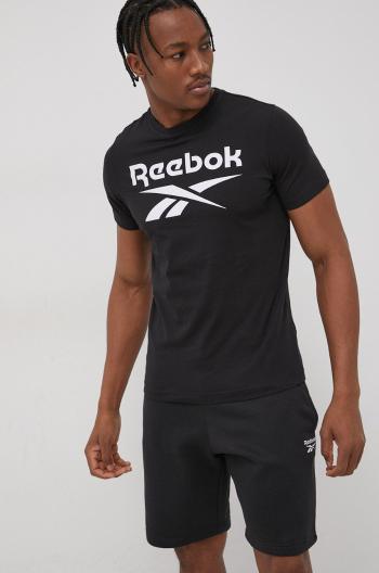 Bavlnené tričko Reebok HD4222 čierna farba, s potlačou