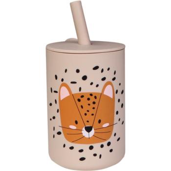 Tryco Silicone Cup and Straw hrnček s rúrkou Leopard Sand 1 ks