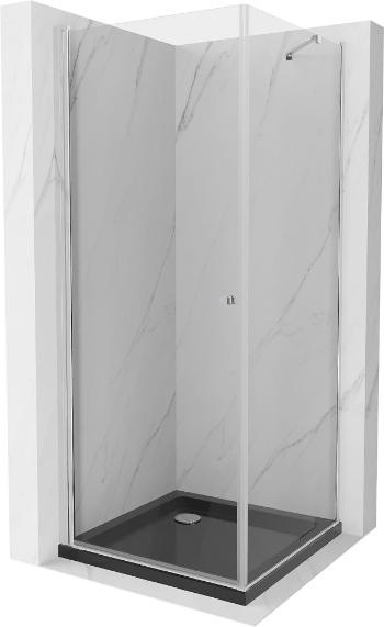 MEXEN/S - Pretória sprchovací kút 80x80 cm, transparent, chróm + sprchová vanička vrátane sifónu 852-080-080-01-00-4070