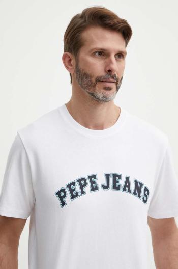 Bavlnené tričko Pepe Jeans CLEMENT pánske, béžová farba, s potlačou, PM509220