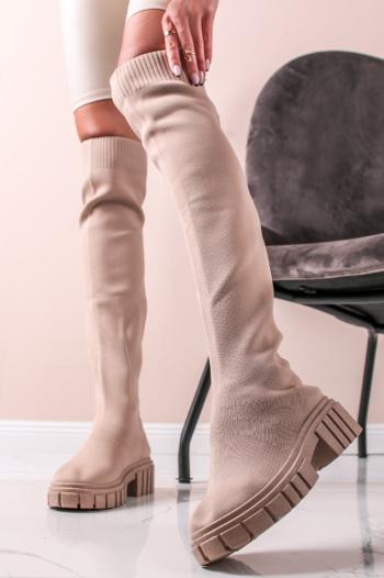 Béžové čižmy nad koleno Eliana