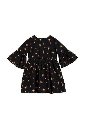 Dievčenské bavlnené šaty Mini Rodini čierna farba, mini, áčkový strih