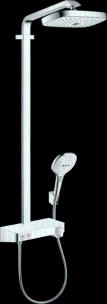 Sprchový systém Hansgrohe Raindance Select E na stěnu s termostatickou batériou biela/chróm 27283400