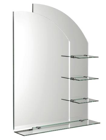 AQUALINE - WEGA zrkadlo 65x90cm, zaoblené, s policami 65028