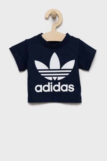 Detské bavlnené tričko adidas Originals tmavomodrá farba, s potlačou
